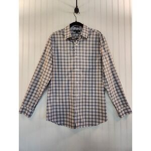 Banana Republic Mens Slim Fit Non-Iron Plaid Button Down Shirt Blue L Office